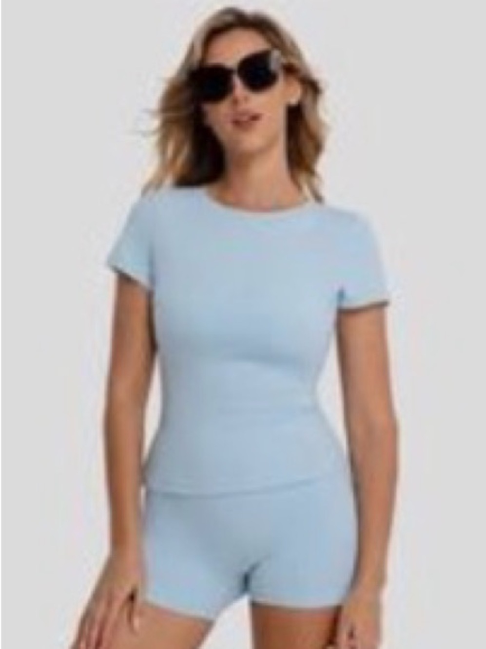 Light Blue Women’s Stretch Short Set